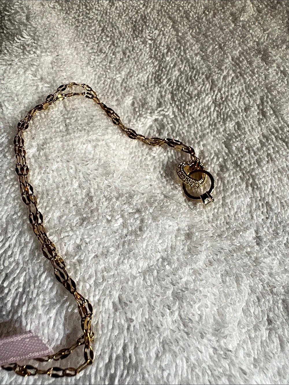 Gold-Tone Pendant Necklace with ring